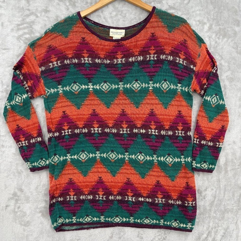 Denim & Supply Ralph Lauren Southwest 3/4 Sleeve Pullover Sweater Top